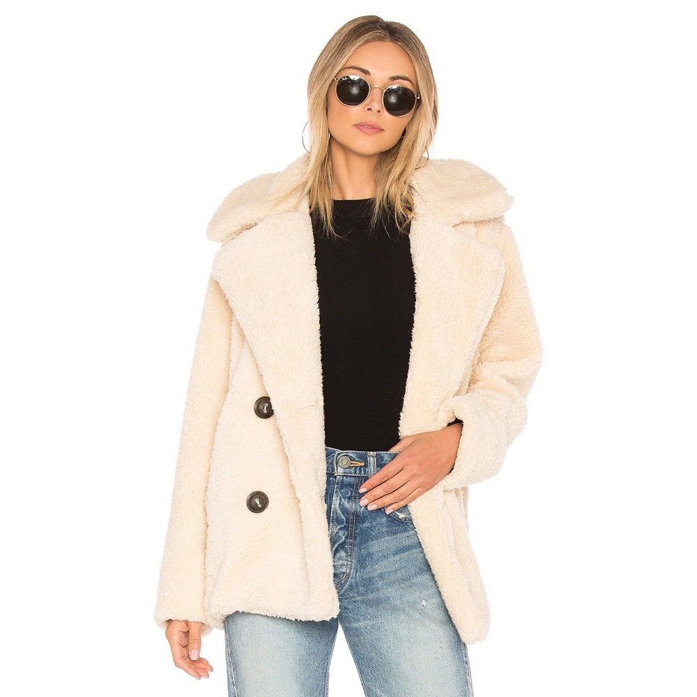 Free People Teddy Sherpa Peacoat in Ivory